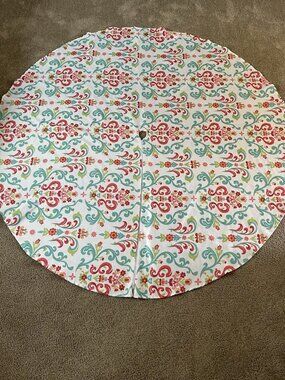 Outdoor Tablecloth Round White Floral Umbrella Hole Zipper